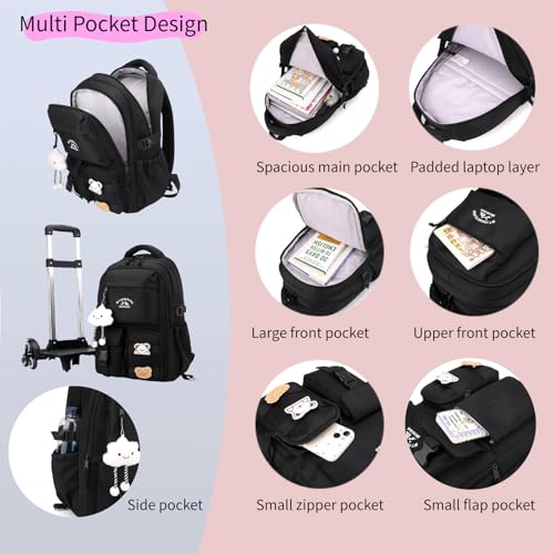 Kids Rolling Backpack for Girls Boys, Elementary & Middle School Bags with Wheels, Boys Roller Backpack Kids Bookbag with 6 Wheels, Khaki3