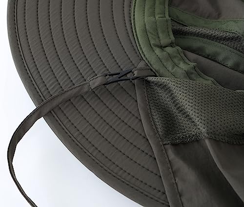 Image of Home Prefer UPF 50+ Mens Wide Brim Fishing Hat with Neck Flap Sun Hat for Men Women Sun Protection Cap