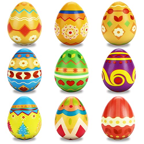 LOVESTOWN 9 PCS Slow Rising Easter Eggs, Easter Stress Balls-Squishy Eggs Easter Squeeze Toys Easter Basket Stuffer Fillers for Easter Eggs Hunt