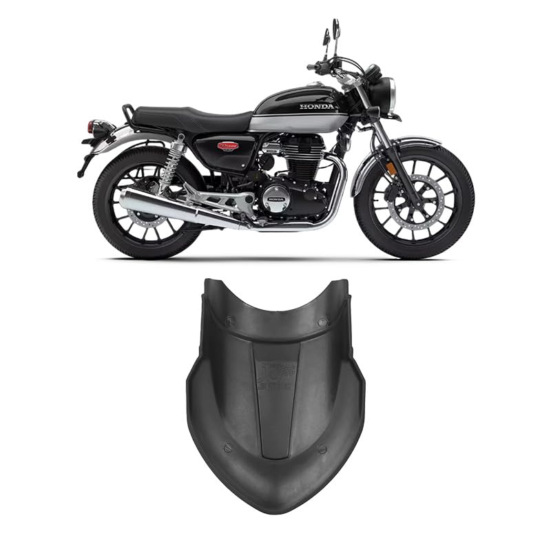Image of Front Fender Extender | Mudguard Extension Compatible for Honda h'Ness CB350 Motorcycle Motorbike (Black) (Pack of 1) (N)