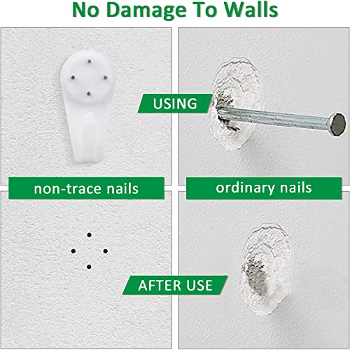 Image of 30Pcs Hardwall Hangers for Hardware Picture Hanger Invisible Nail Hangers No Damage Wall Hangers for Photo Frame Art Painting Non-Trace Drywall Stucco Concrete Hooks 1.18 inch x 0.59 inch (LxW)
