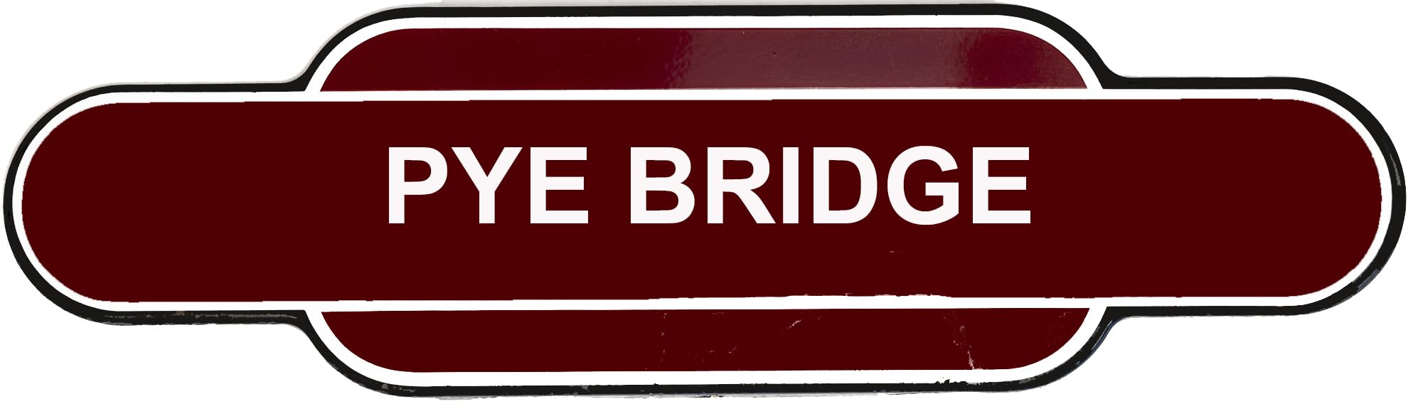 Railway Station Totem Sign, Stations Or Personalised Metal, Multiple Colours and Sizes, Rust-Proof (405X105 MM, PYE BRIDGE)