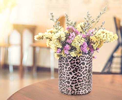 Image of Pen Holder for Women Girls Desk Decor Pencil Cup for Decoration Durable Leather Desk Organizer Makeup Brush Holder, Classic Leopard