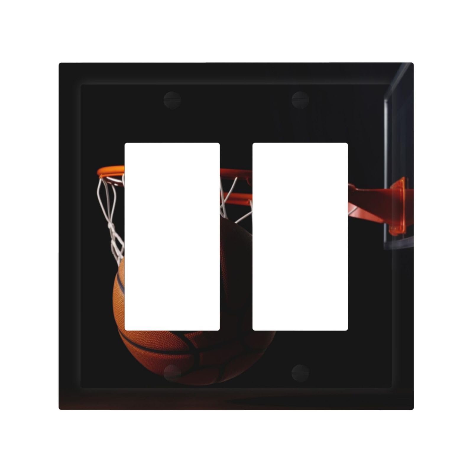 Kloph Style H Decorator Double Toggle Light Switch Covers Basketball Wall Plate 2-Gang Mid Size 5" X 4.9" Double Toggle Switch Wallplate Decorative 2 Gang Wall Switch Plate Covers