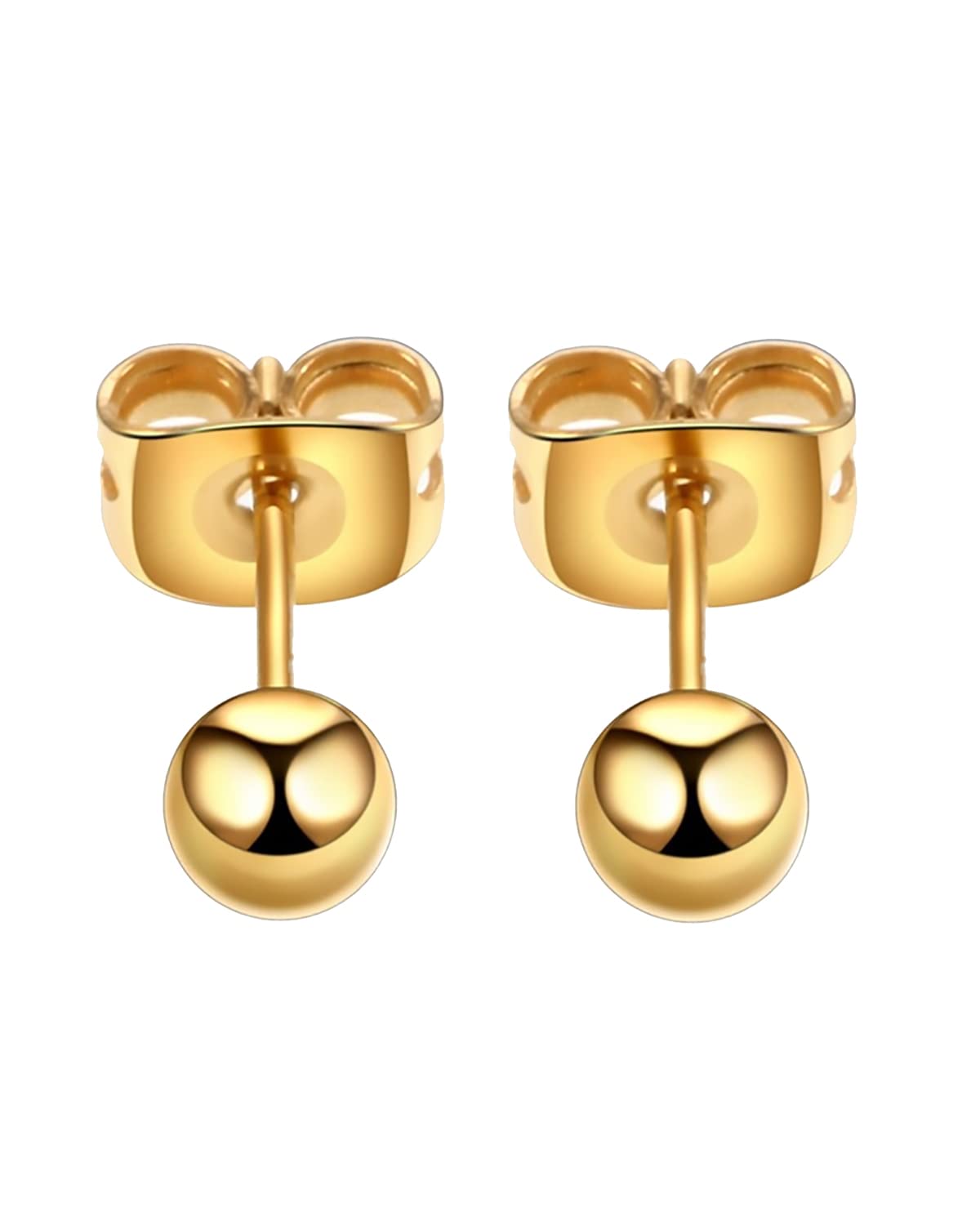 Medical Graded Titanium Gold Color Ball Post Stud Earnings - Hypoallergenic For Sensitive Ears-Hipoalergénico para oídos sen (4 mm/0.16)