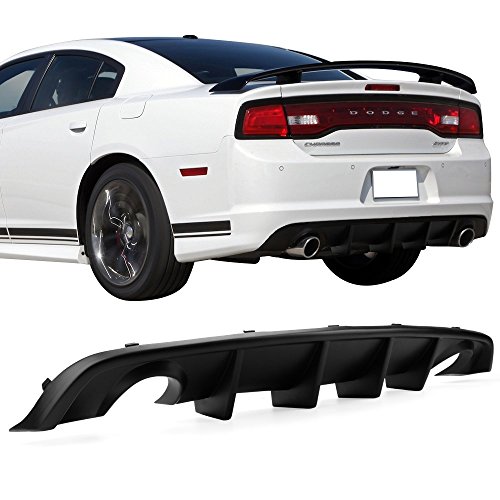 Rear Bumper Diffuser Compatible With 2012-2014 Dodge Charger SRT8, V2 Style PP Splitter Spoiler Valance Chin Diffuser Body kit by IKON MOTORSPORTS, 2013