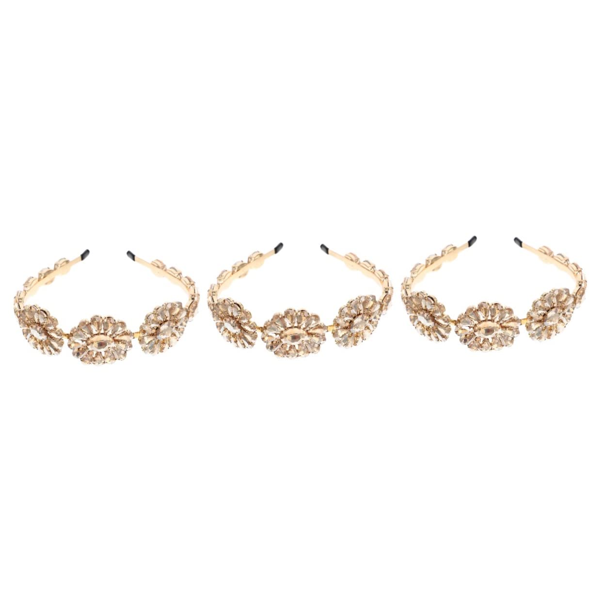 minkissy 3pièces Bandeau Femme Élégant Strass Avec Design De Fleur Accessoire De Cheveux Chic Pour Mariage Et Fête