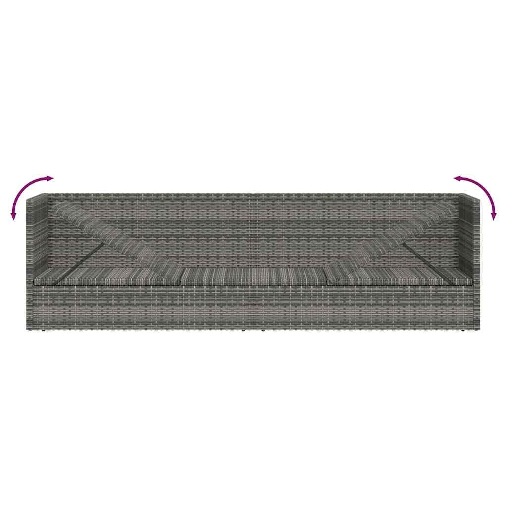 vidaXL Garten-Sofabett mit Kissen Gartensofa Gartenmöbel Gartenliege Loungebett Sofa Garten Schlafsofa Sofa Poly Rattan 200x60cm Grau