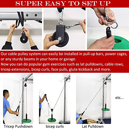 SYL Fitness Cable Pulley System Gym Equipment, Squat Rack Accessories for LAT Pulldown - DIY Home Gym Cable Machine - Weight Plates Loading Pin (Cable Pulley System for 1IN and 2IN Plates) - Thumbnail 3