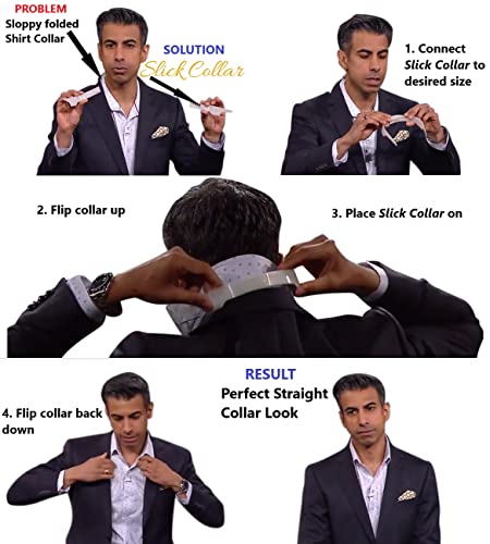 Slick Collar Adjustable Shirt Collar Support for Collar Stays and Plackets for Men and Women, White, Small-3X-Large - Image 2