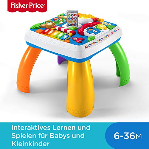 Fisher-Price DRH31 - Lernspaß Spieltisch, Lernspielzeug mit Lichtern, Sätzen und Liedern, mitwachsenden Spielstufen, Baby Spielzeug ab 6 Monaten (deutsche Version)
