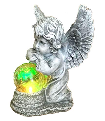 Solar Powered Angel with Solar Glowing Globe LED Garden Light Decor Color Change