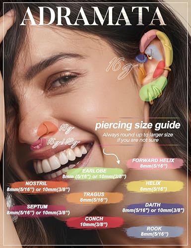 Adramata 8Pcs Nasenpiercing Ring Chirurgenstahl Septum Rings Hypoallergen Nasenring Clicker Lippenpiercing Ring Helix Piercings Conch Tragus Piercing Ohr Gold/Silber