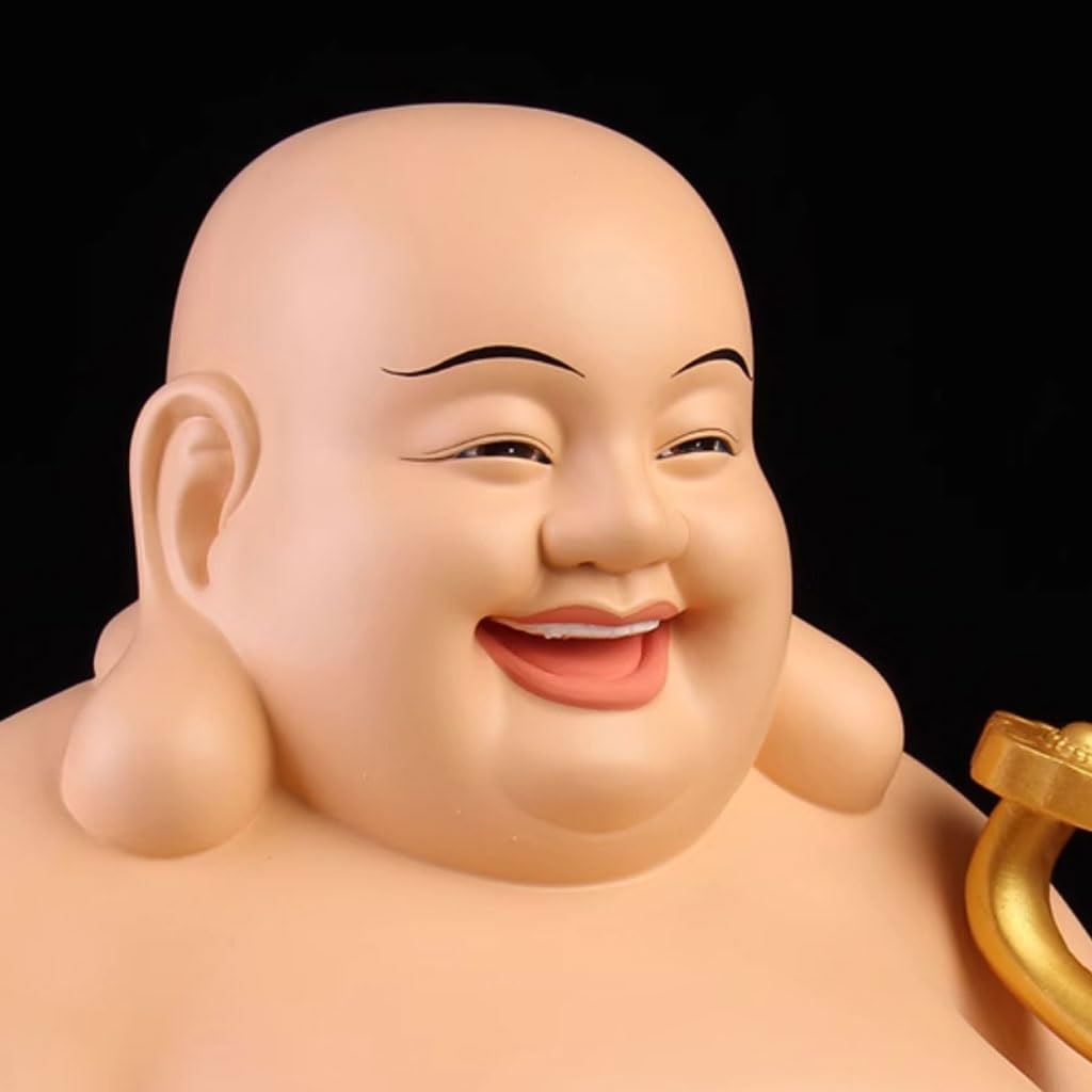 Figurka Buddy do użytku domowego do użytku domowego uśmiechniętego Buddy Bodhisattwy żywica posąg Buddy, aby przyciągnąć bogactwo, salon, gabinet, rzemiosło biurowe ozdoby medytacyjna statuetka buddy