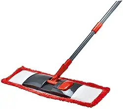 Mop Flat Microfibra Rodo Mágico Cabo Aço ajustável Vermelho e Cinza - Powermaid