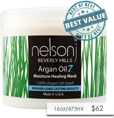 Nelson j Beverly Hills Argan Oil 7 Moisture Healing Mask - Scent: Rosemary Mint - 16 oz (16 oz)