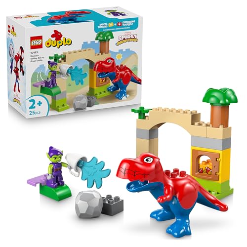 LEGO DUPLO Marvel Dinosauro Spidey-Rex vs. Goblin - Giocattolo per lo Sviluppo della Motricità Fine - con 2 Personaggi Incluso Spidey T. Rex - Regalo da Supereroe per Bambini da 2 Anni in su - 10463