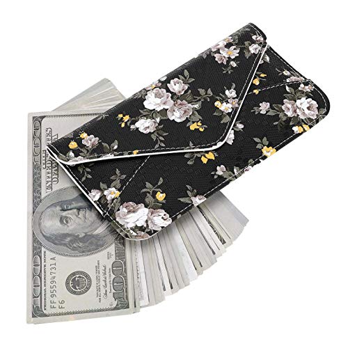 Image of XEYOU Women's Card Wallet Envelope Style Credit Card Holder Cute Cash Wallet for Ladies, Small Flower, Large