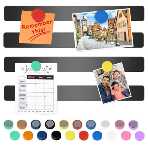 Image of Climberty 4 Pack Stainless Steel Magnetic Board Strip Memo Message Magnetic Board with 20 Pcs Color Magnets Self Adhesive Notice Bulletin Bar Board for Home, Office, Photo Wall, Fridge - Black