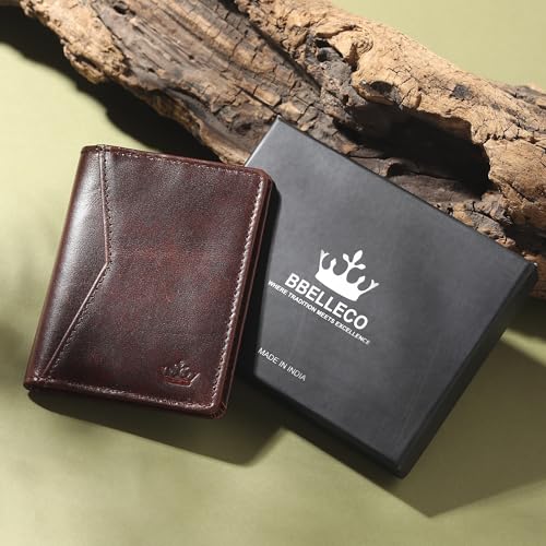 Image of Bifold Minimalist Leather Card Holder Wallet for Men & Women with 7 Card Slots & RFID Blocking