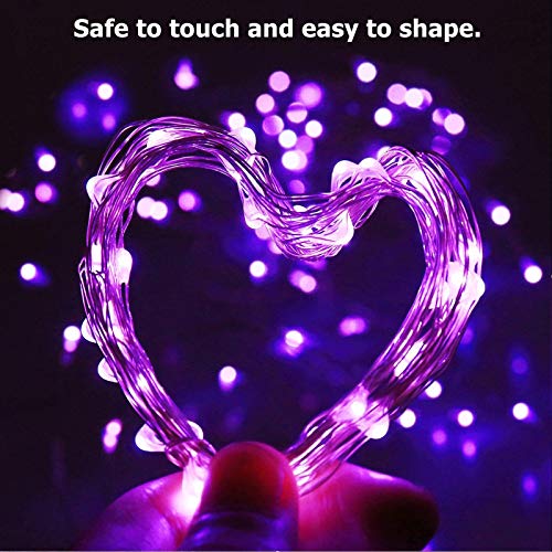 Image of RUICHEN Silver Wire 66 Ft 200 LED USB Fairy String Lights with On /Off Switch (Purple)