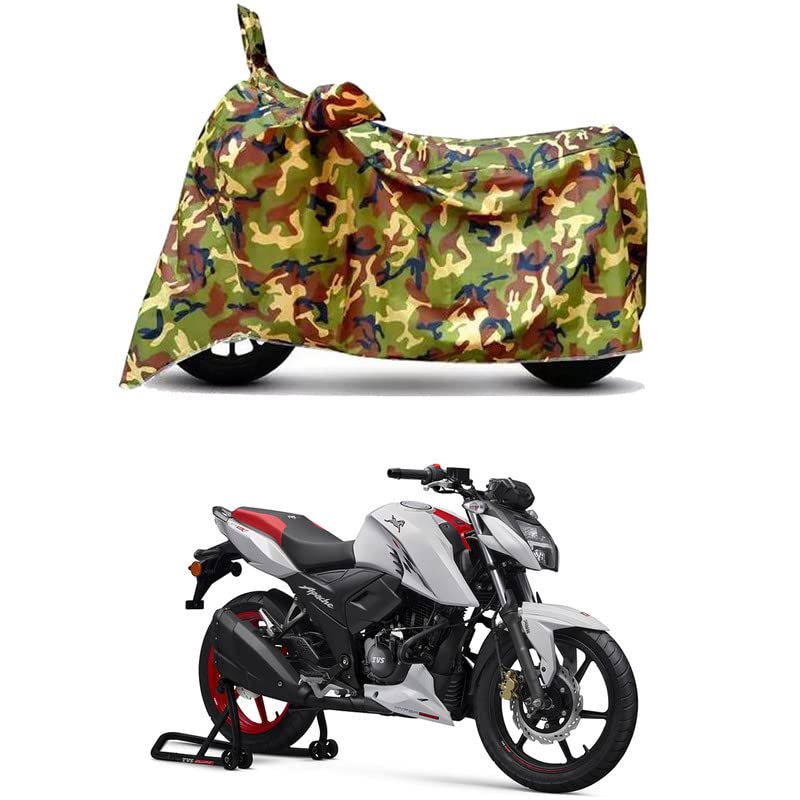 Image of Waterproof 100% PVC Coated Bike Scooty Two Wheeler Body Cover Compatible for TVS Apache RTR 160 4V RTR /UV-Rays /Heat Protection /Birds Dropping /Scratchproof /Dust Proof /All [6X6 Jungle Print]
