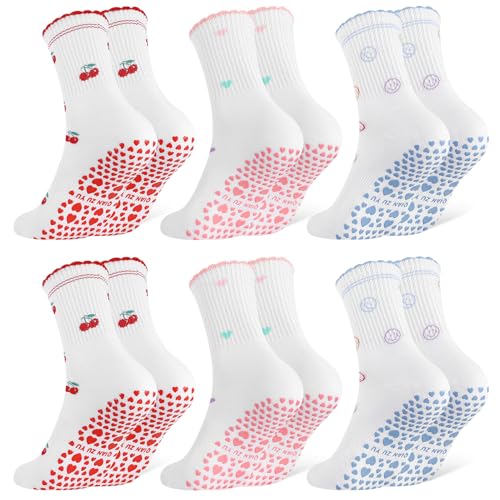 Image of Jspupifip Cute Pilates Socks for Women | Non Slip Yoga Socks with Grips for Barre Workout Athletic Hospital