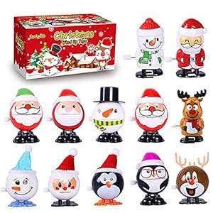 duhe189014 Kerst Stuffers Wind Up Speelgoed, Rendier Sneeuwpop Santa Clockwork Toy, Assortiment voor Kerstmis Party…