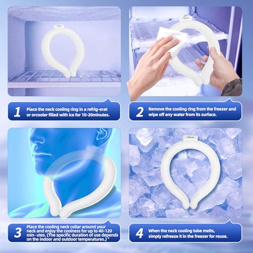 Image of Neck Cooling Tube, Wearable Body Cooler Freeze Below 64F with Insulated Bag, Reusable Cooling Neck Wraps for Summer, Outdoor Sports, Hiking, Travel, Hot Weather Relief for Men & Women (White)