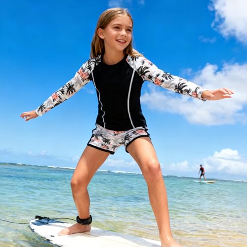 Image of Vogseek Girls Rash Guard Swimsuits 2 Piece Bathing Suit UPF 50+ Summer Swimwear Size 7-12T