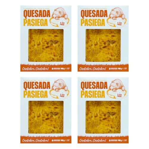 EL OSO PARDO Quesada Pasiega Tradicional 450g (PACK de 4) Postre Típico de Cantabria, Textura Suave y Sabor Auténtico