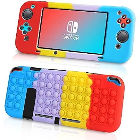 Aolcev Protective Case Compatible with Nintendo Switch Case Push Pop Bubble Silicone Anti Stress Toy for Kids Adults Soft Shell Shock-Absorption & Anti-Scratch Case Cover for Nintendo Switch 6.2 inch Cover