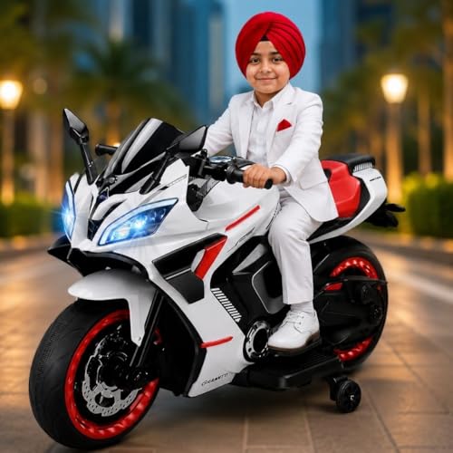 Image of LITTLE PUP Yamaha R9 Battery Operated Bike for Kids | Electric Bike for Child | LED Light & Music | Baby Ride on Toy Rechargeable Battery | for Kids to Drive 2 to 10 Years Boys and Girls
