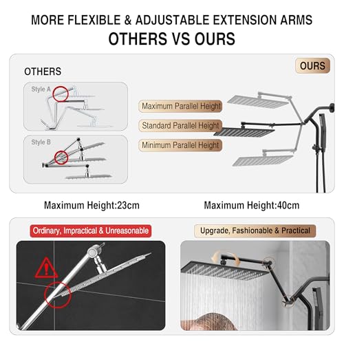 Image of All Metal 12 inch Luxurious Rain Shower Head with Handheld Spray, Power Jet