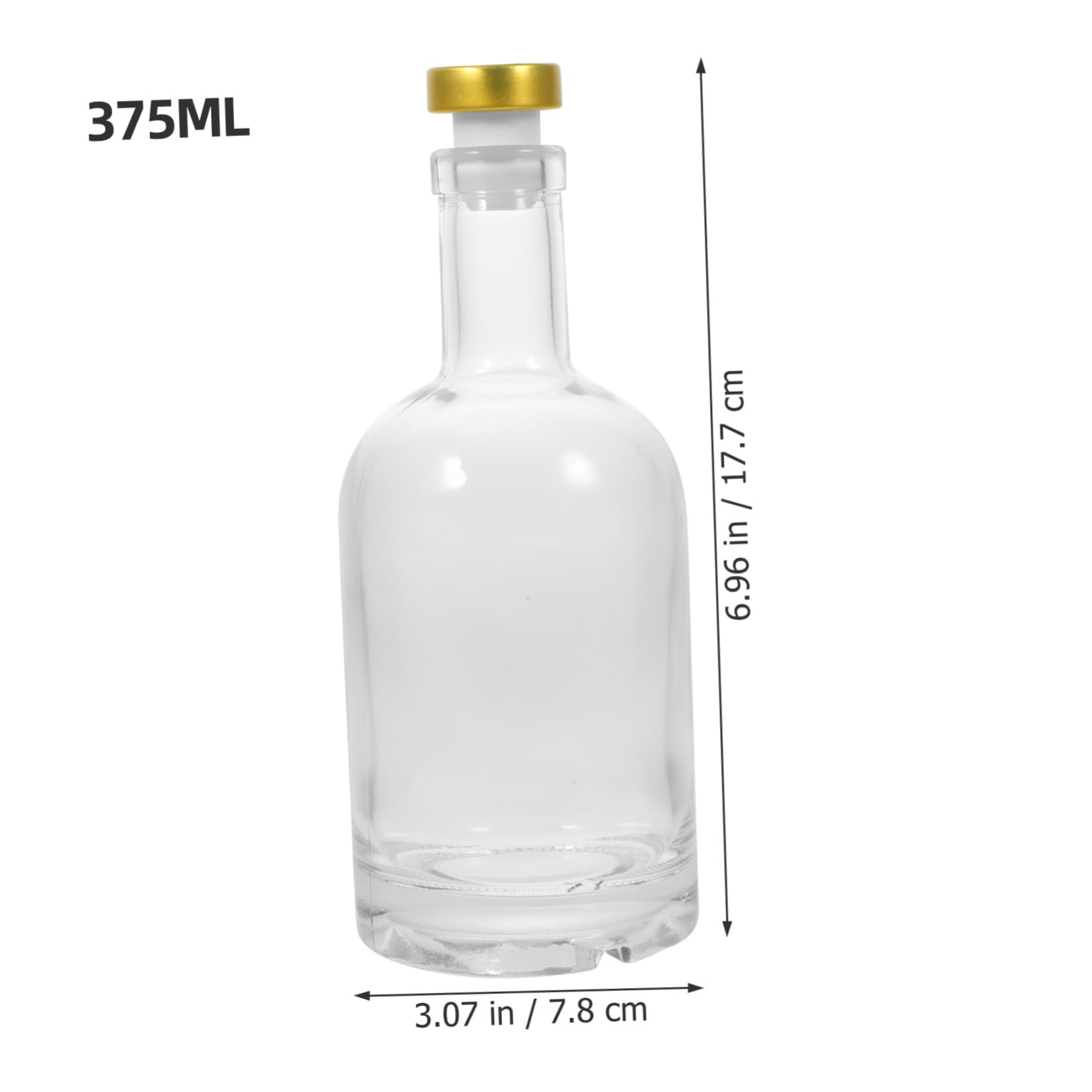 Pack Dickwandige Wodkaflaschen aus Glas 375ml mit Breiter Öffnung | 2 Stück, Verstärkter Boden mit Schraubstruktur, Fein Versiegelt, für Haus und Club Zufällige Farbe