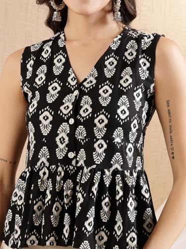 Image of Stylum Women's Bandhej Printed Rayon Peplum Top