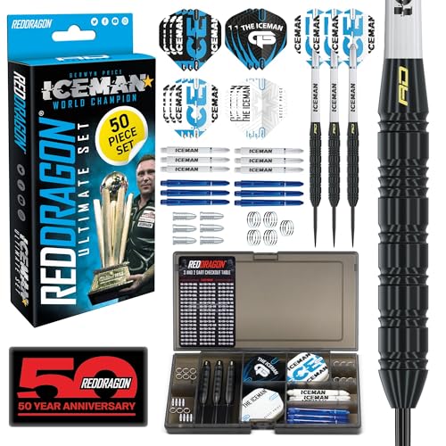 RED DRAGON Darts – Gerwyn Price Iceman – Professionelles Dartset. Ultimatives 50-teiliges...