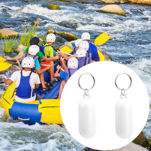 Image of Gosknor 2pcs Boat Floating Keychains, Pill Shaped Float Key Ring Pendant Water Sport Accessory for Kayak Sailing Surfing Boating Rowing Fishing (White)