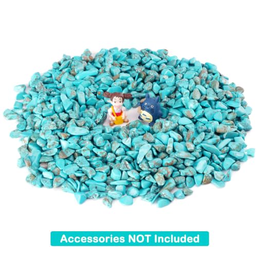 Image of WAYBER 1 Lb /460g Green Turquoise Decorative Stones Irregular Aquarium Pebbles Crystal Rocks Quartz Gravels for Fish Turtle Tank /Succulent Plants /Air Plants Decoration (Fill 1 Cup)