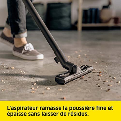 Kärcher Aspirateur Multifonction WD 4 V-20/5/22, Puissance : 1000 W, Cuve en Plastique : 20 l, Flexible d'Aspiration : 2,2 m, avec Filtre Plissé Plat, Sachet Filtre Ouate, Suceur Sol/Fentes - Image 5