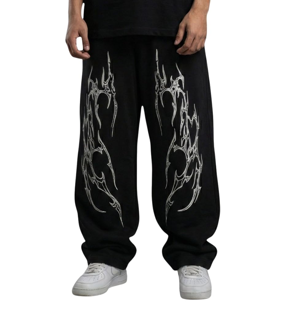 Unisex Flame Graphic Lower | Sweatpants | Oversized Streetwear Lower for Men & Women | Cotton Flame Print Joggers | Comfy Relaxed Fit Track Pants-image-44