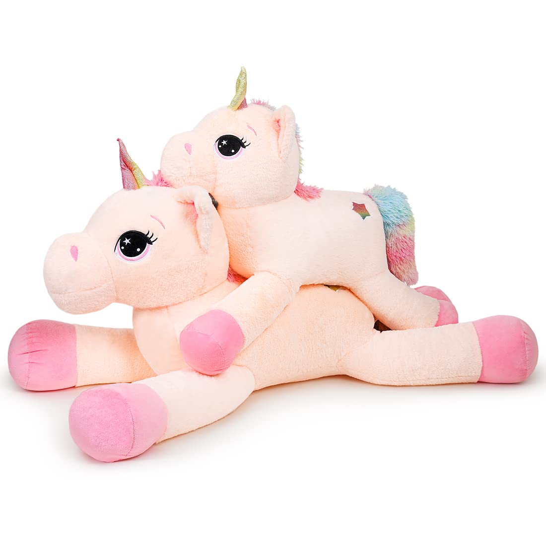 Sasusudols Unicornio Gigante de Peluche para Niñas - 110 cm, Peluche, Regalo Ideal para Cumpleaños, Navidad y Día de San Valentín, Color Crema