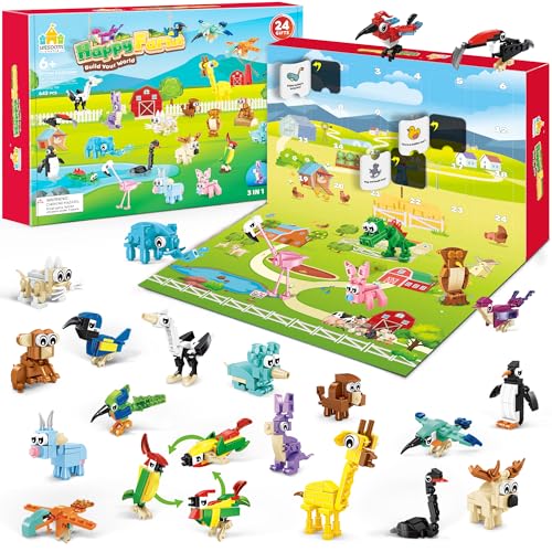 Advent Calendar Animal Building Set for Kids – 24 Surprise