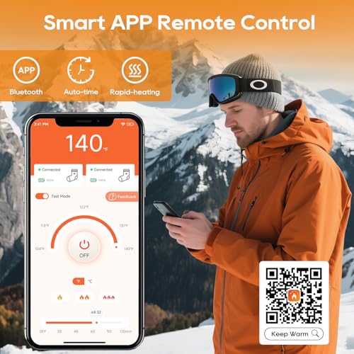 Heated Socks for Men Women with APP Control, 10000mAh Upgraded Rechargeable Electric Heated Socks Up to 10 Hours, Washable Winter Foot Warmer Socks for Outdoor Camping Skiing Hunting Hiking4