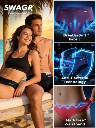 Image of SWAGR 5 Pack Women's High Coverage Super Combed Cotton Hipster Panty Set | Powered by ZincShield Anti-Bacterial Tech | BreatheSoft Fabric | MarkFree Waistband | SOXCO Style HP06