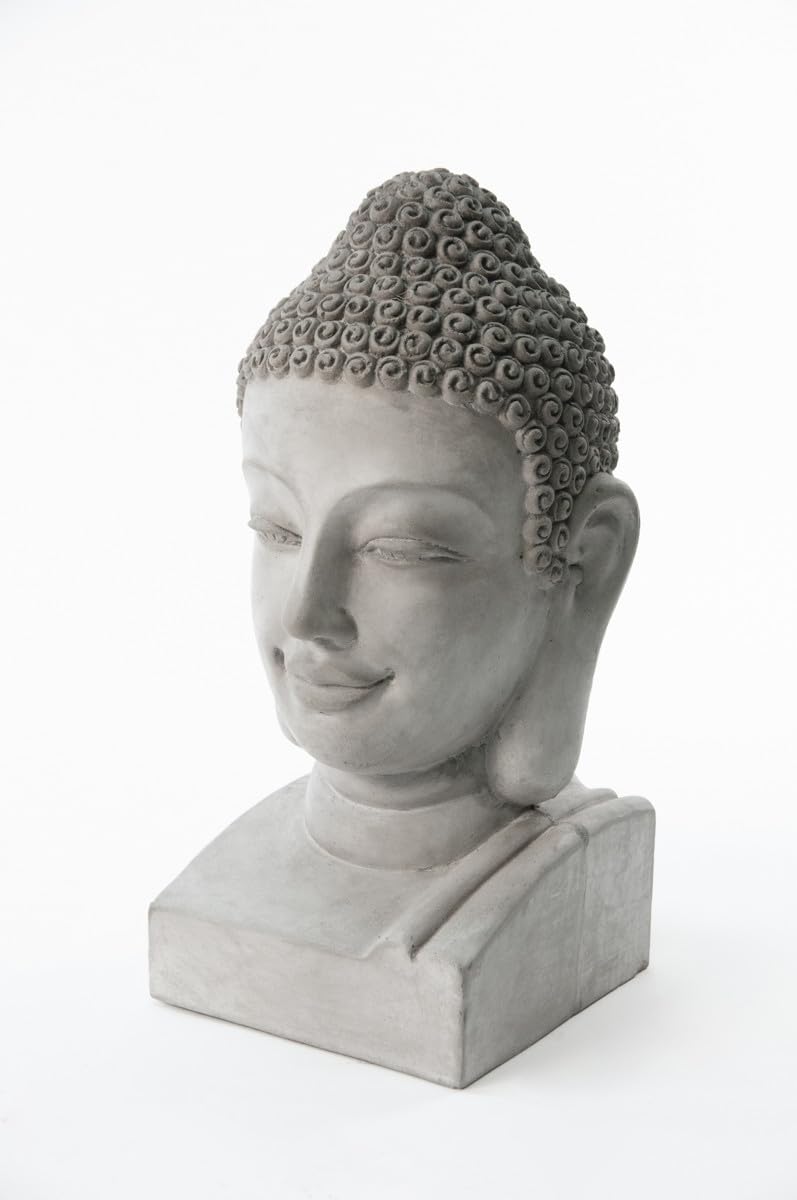 Teramico Gartendekoration Gartenfiguren Statuen aus Beton in Grau - Stern/Buddha/Französische Lilie - absolut frostfest (Buddha)