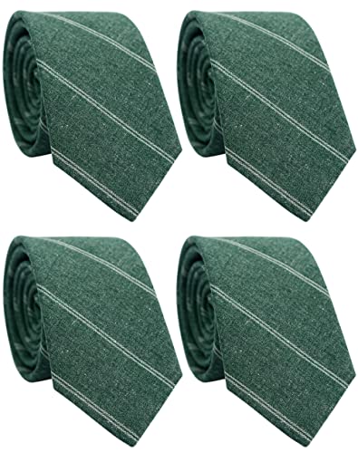 Image of BELLUNO Men's 2.5 inch Skinny Solid Cotton Linen Ties