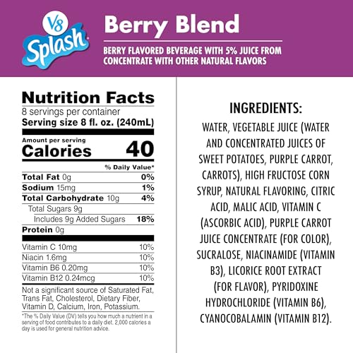 Image of V8 Splash Berry Blend Flavored Beverage, 64 fl oz Bottle (6 Pack)