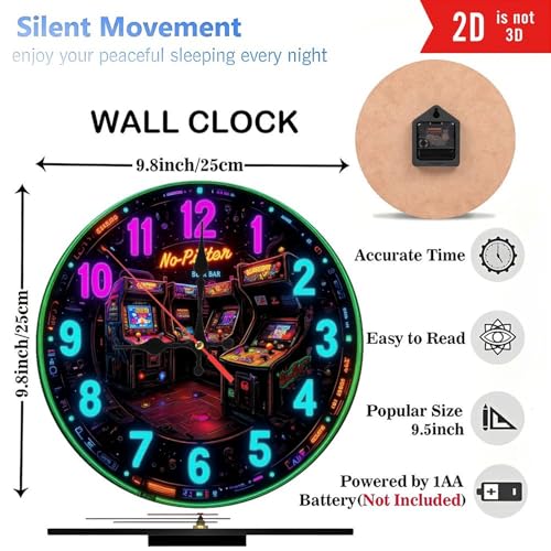 10 Retro Arcade Wooden Neon Clock