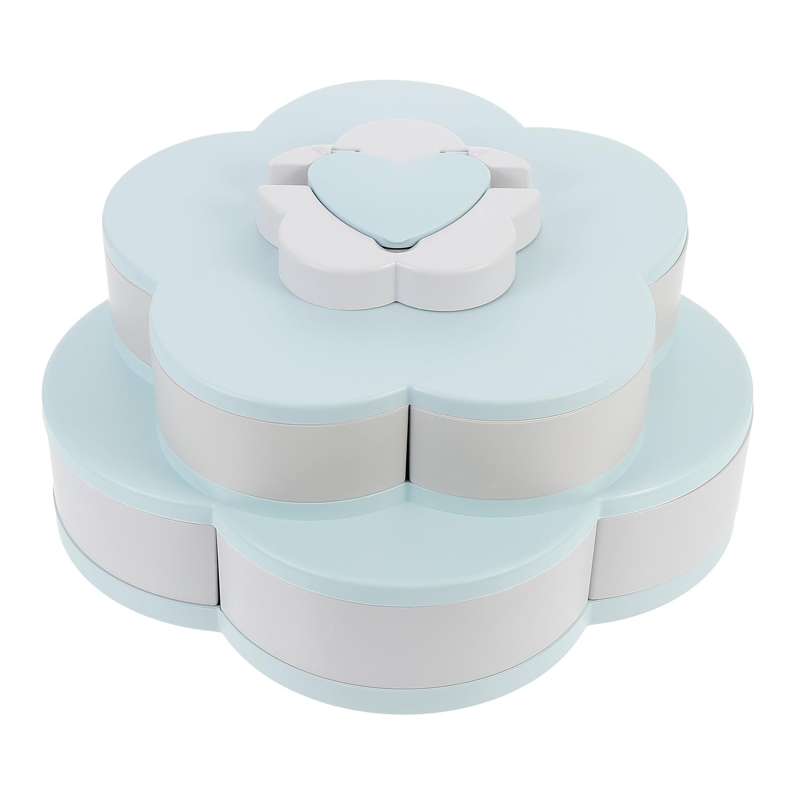 Vassoio Girevole a Petalo Doppio Strato in Pp con Supporto Cellulare, Contenitore Porta Caramelle e Snack a Forma di Fiore, Organizer per Alimenti Secchi per Casa, Colore Casuale